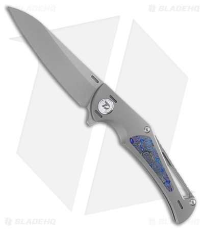 Dreamtech Framelock Knife Gray Ti W/Blue Zirconium Inlay - Blade HQ