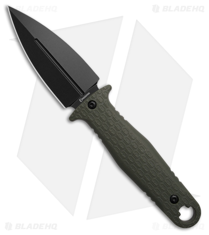 Daggerr Knives Combat Fixed Blade Knife Olive Green G-10 (3.6" Black)