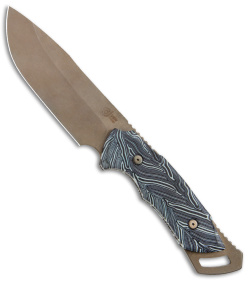 Dew Hara Custom Bush Craft Fixed Blade Knife Damascus G-10 (3.5" Bronzewashed)