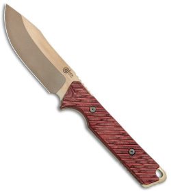 Dew Hara Custom D1 Fixed Blade Knife Pakkawood (4.1" Bronze Satin)