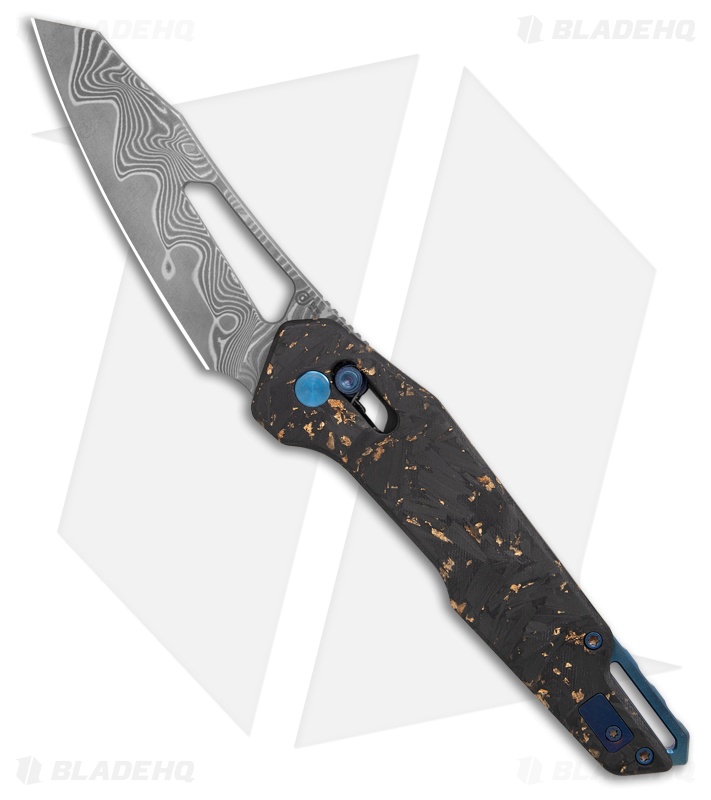 Dew Hara SOUGA Crossbar Lock Knife Gold Shred CF (3.6" Damascus)