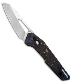 Dew Hara SOUGA Crossbar Lock Knife Gold Shred CF (3.6" Satin)