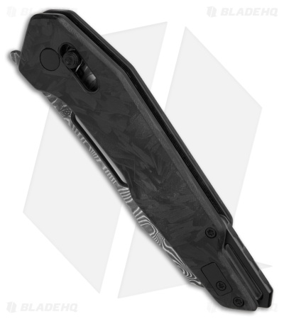 Dew Hara SOUGA Crossbar Lock Knife Marble CF (3.6" Damascus)