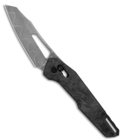 Dew Hara SOUGA Crossbar Lock Knife Marble CF (3.6" Damascus)