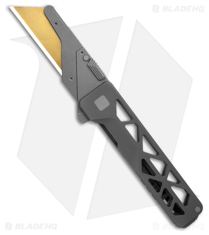 Exceed Designs TiRant Ultra Utility Knife Stonewashed Titanium Skeleton Milled