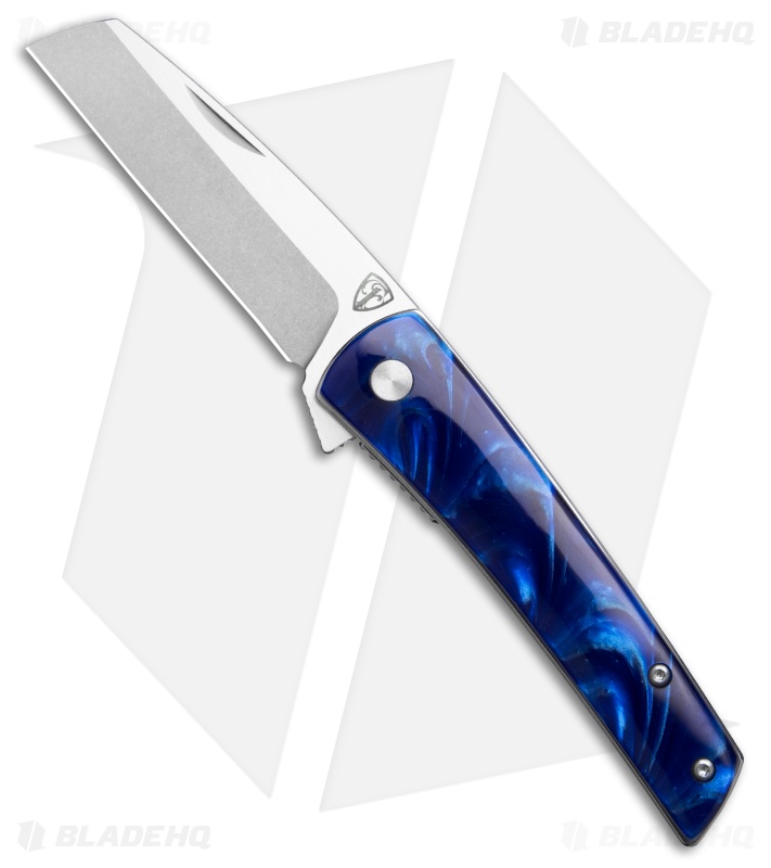 Finch Knife Co. Oxbow Liner Lock Knife Deep Blue Resin (3" Satin/SW)
