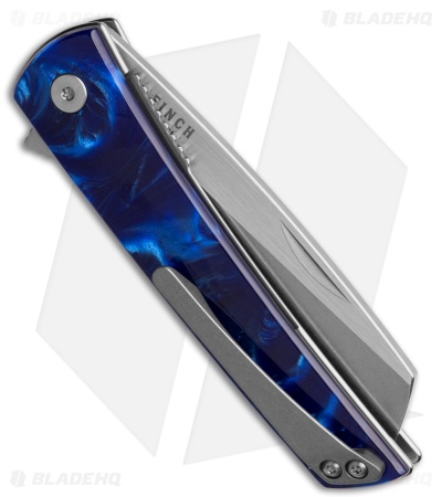 Finch Knife Co. Oxbow Liner Lock Knife Deep Blue Resin (3" Satin/SW)