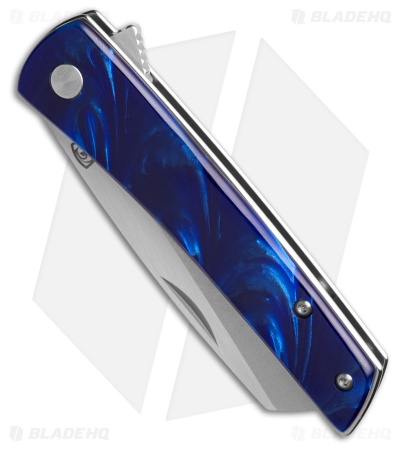 Finch Knife Co. Oxbow Liner Lock Knife Deep Blue Resin (3" Satin/SW)