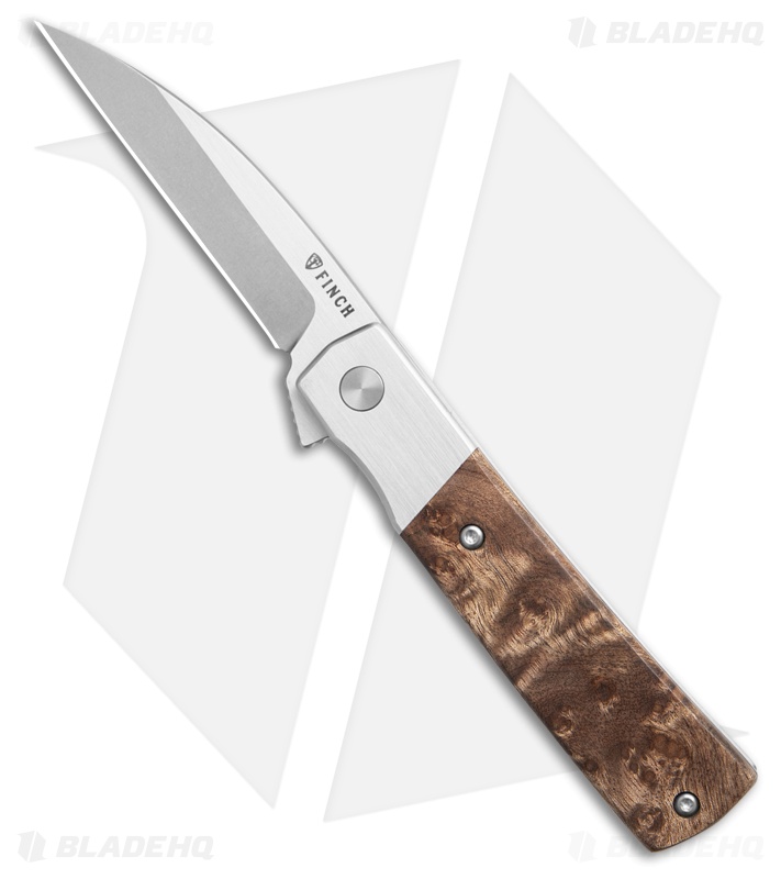 Finch Knife Co. Widowmaker Frame Lock Knife Burl Wood (2.9" Satin/SW)