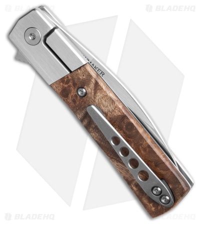 Finch Knife Co. Widowmaker Frame Lock Knife Burl Wood (2.9" Satin/SW)