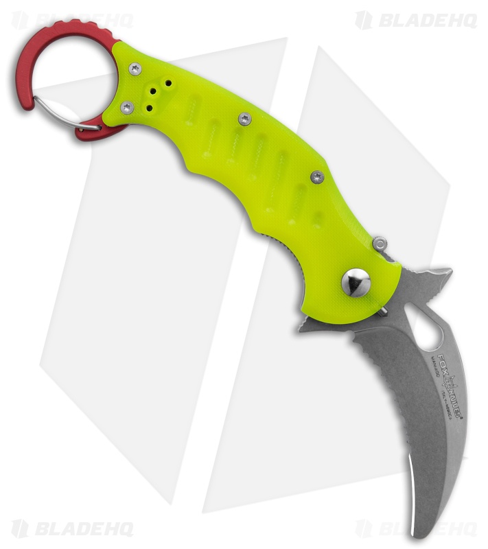 Fox Knives Karambit Folding Knife Yellow G-10 (2.5" SW)