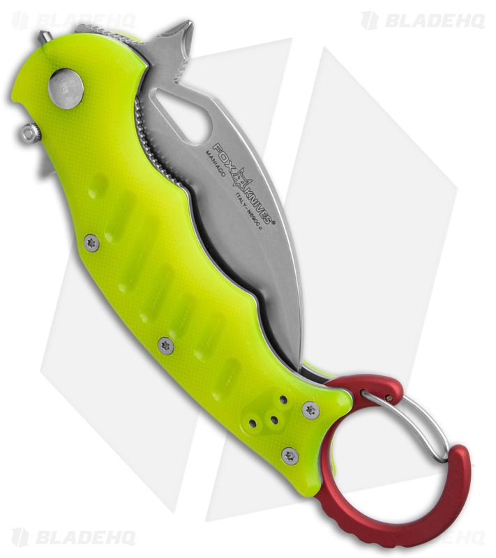 Fox Knives Karambit Folding Knife Yellow G-10 (2.5" SW)