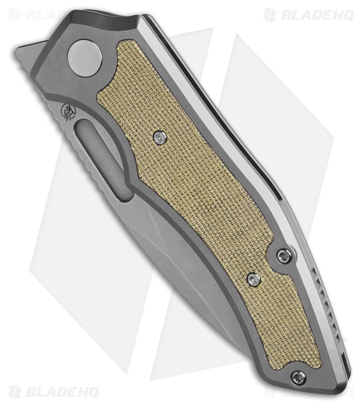Griffin Company Scout F3.5 Frame Lock Knife Ti + Olive Micarta Inlays (3" SW)