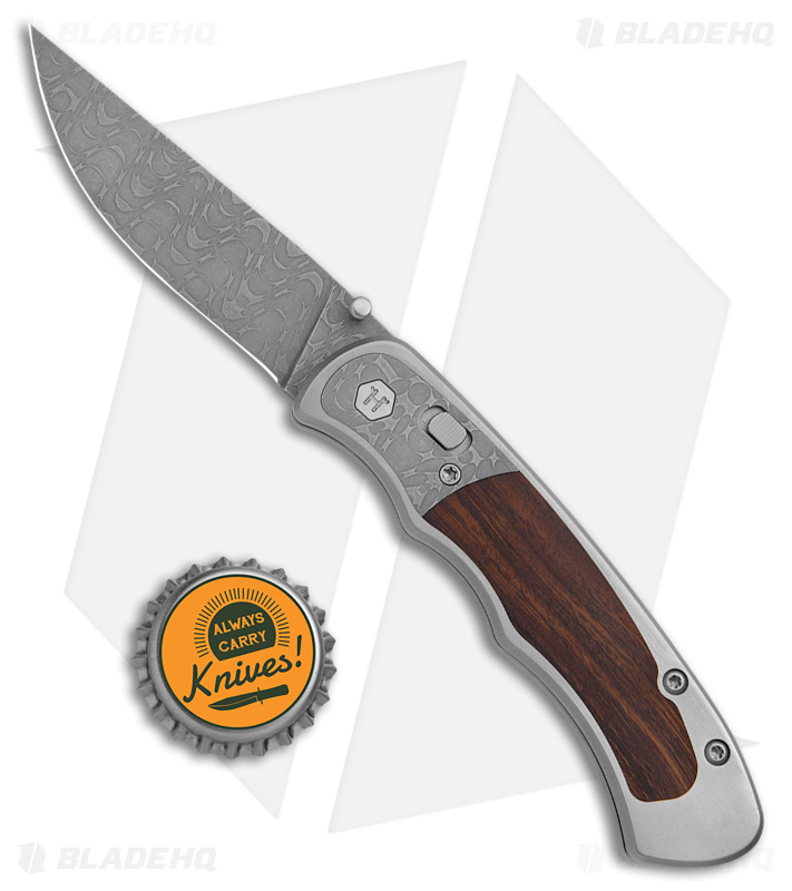 Harber Brand Custom Regal Pocket Knife Razorwire Damascus w/ Ironwood