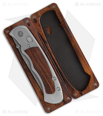 Harber Brand Custom Regal Pocket Knife Razorwire Damascus w/ Ironwood