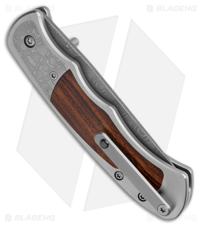Harber Brand Custom Regal Pocket Knife Razorwire Damascus w/ Ironwood
