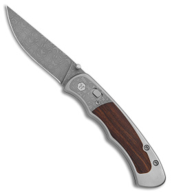 Harber Brand Custom Regal Pocket Knife Razorwire Damascus w/ Ironwood