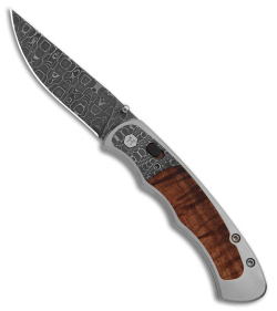 Harber Brand Custom Regal Pocket Knife Reptilian Damascus w/ Ironwood