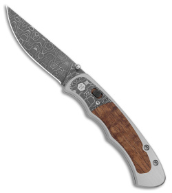 Harber Brand Custom Regal Pocket Knife Reptilian Damascus w/ Koa Wood