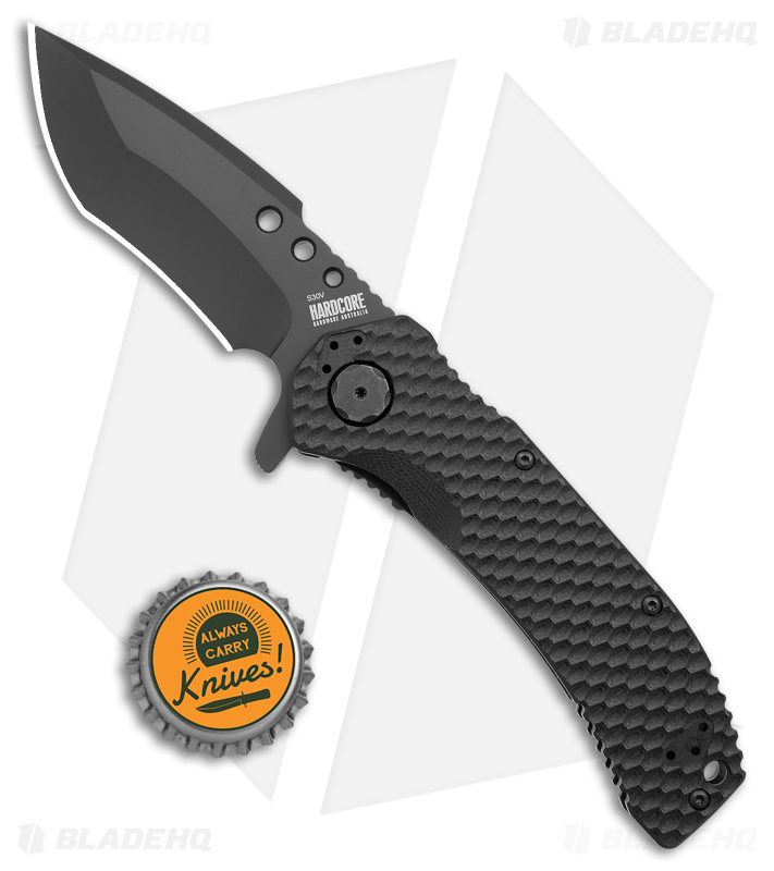 Hardcore Hardware MILSPEC Recurve Frame Lock Knife  Black G-10 (3.5" Black)