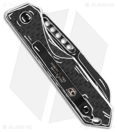 Heretic Jinn Automatic Knife Black & White Cel Shade CF (3" Cel Shade)