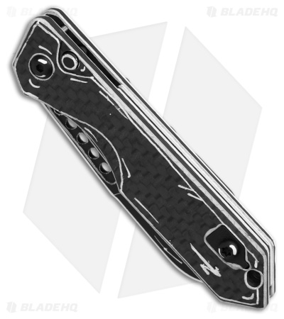 Heretic Jinn Automatic Knife Black & White Cel Shade CF (3" Cel Shade)