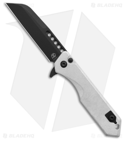 Heretic Jinn Button Lock Flipper Knife Blizzardworn Al (3" Black Battleworn)