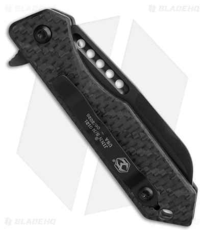 Heretic Jinn Button Lock Flipper Knife Glow Carbon Fiber (3" DLC)