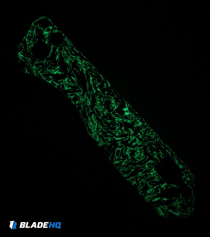 Heretic Jinn Button Lock Flipper Knife Glow Marble FatCarbon (3" DLC)
