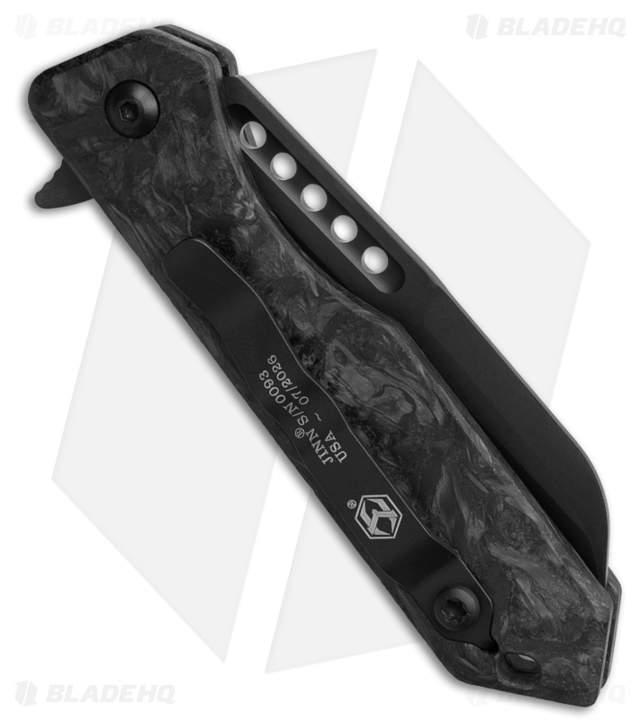 Heretic Jinn Button Lock Flipper Knife Glow Marble FatCarbon (3" DLC)