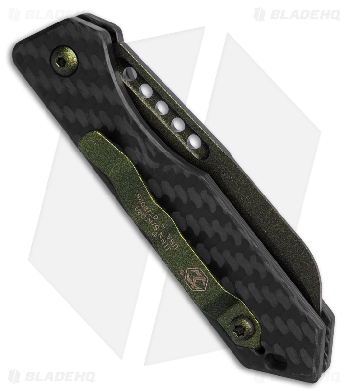 Heretic Jinn Push Button Automatic Knife Carbon Fiber (3" Metallic Green)