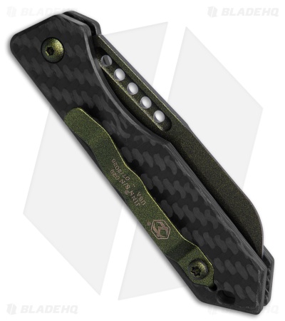Heretic Jinn Push Button Automatic Knife Carbon Fiber (3" Metallic Green)