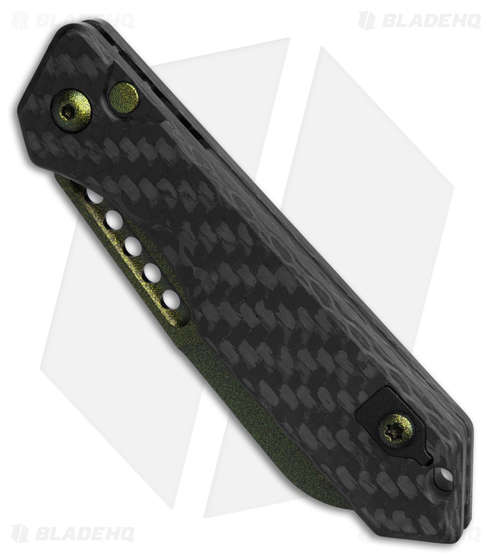 Heretic Jinn Push Button Automatic Knife Carbon Fiber (3" Metallic Green)