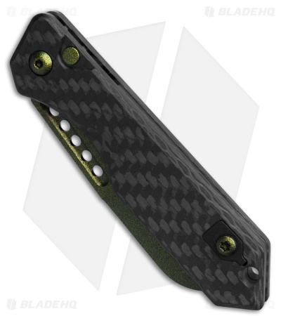Heretic Jinn Push Button Automatic Knife Carbon Fiber (3" Metallic Green)