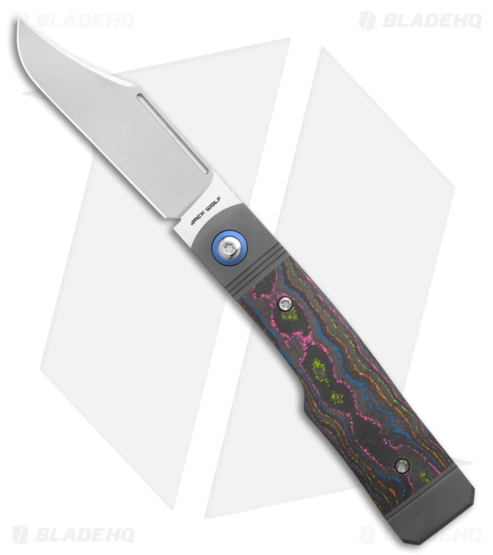 Jack Wolf Knives Gunslinger Jack Frame Lock Knife CamoCarbon 80's (3.2" Satin)