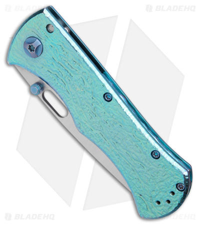 John Gray Custom Recurve Tanto Frame Lock Knife Lightning Green Ti (3.5" Satin)