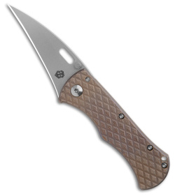 John Gray Custom Rostrum Hawkbill Frame Lock Knife Textured Bronze Ti (3.3" BB)