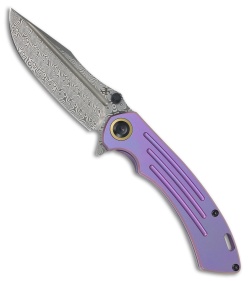 Kansept Pretatout Frame Lock Knife Purple Titanium (3.6" Damascus)