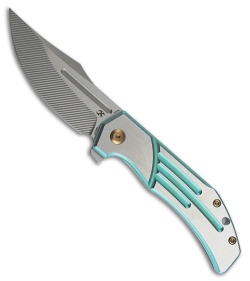 Kansept Knives Orion Frame Lock Knife Machine/Green Ti (3.1" Satin CNC Milled)