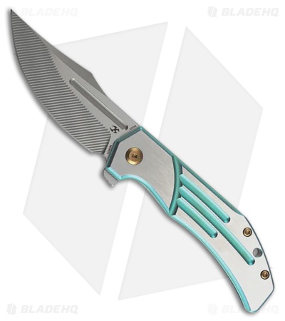 Kansept Knives Orion Frame Lock Knife Machine/Green Ti (3.1" Satin CNC Milled)