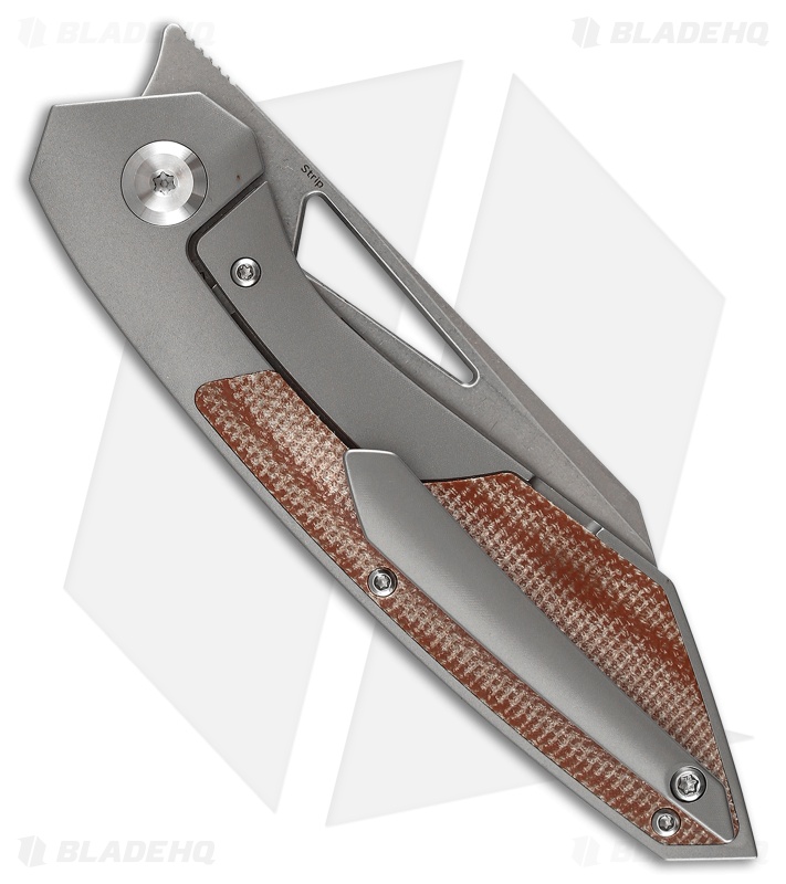 Kansept Knives Strip Frame Lock Titanium Brown Micarta (3.50" Stonewash)