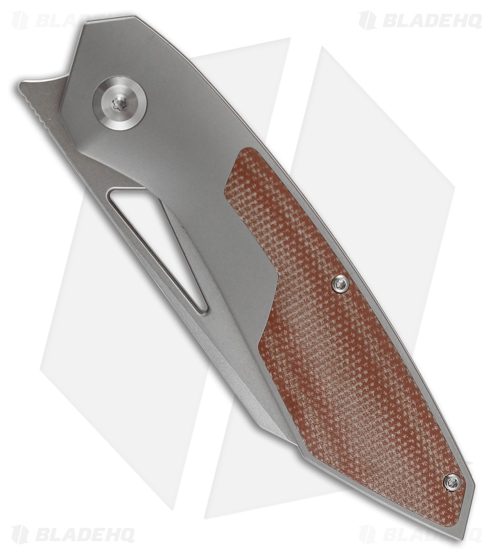 Kansept Knives Strip Frame Lock Titanium Brown Micarta (3.50" Stonewash)