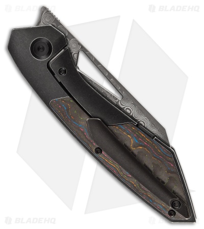 Kansept Knives Strip Frame Lock  Black Titanium 80's Camo CF (3.50" Damascus)