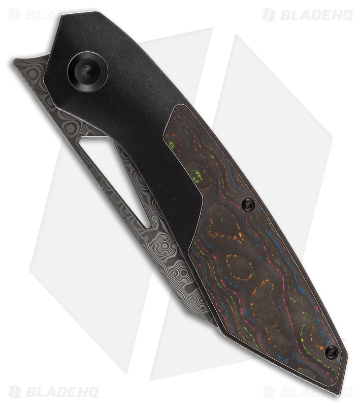 Kansept Knives Strip Frame Lock  Black Titanium 80's Camo CF (3.50" Damascus)