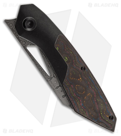 Kansept Knives Strip Frame Lock  Black Titanium 80's Camo CF (3.50" Damascus)