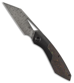 Kansept Knives Strip Frame Lock  Black Titanium 80's Camo CF (3.50" Damascus)