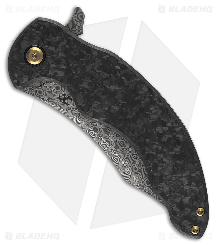 Kansept Knives Gilgamesh Frame Lock Knife BB Ti/Shred CF (3.75" Damascus)