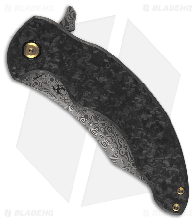 Kansept Knives Gilgamesh Frame Lock Knife BB Ti/Shred CF (3.75" Damascus)