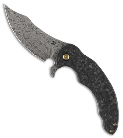 Kansept Knives Gilgamesh Frame Lock Knife BB Ti/Shred CF (3.75" Damascus)