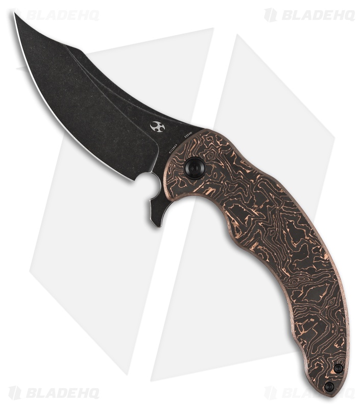 Kansept Knives Gilgamesh Frame Lock Knife Black SW Ti/Copper CF (3.75" Black SW)